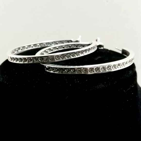 And Now This Silver Plated Crystal Hoop Earrings Set - Picture 2 of 4